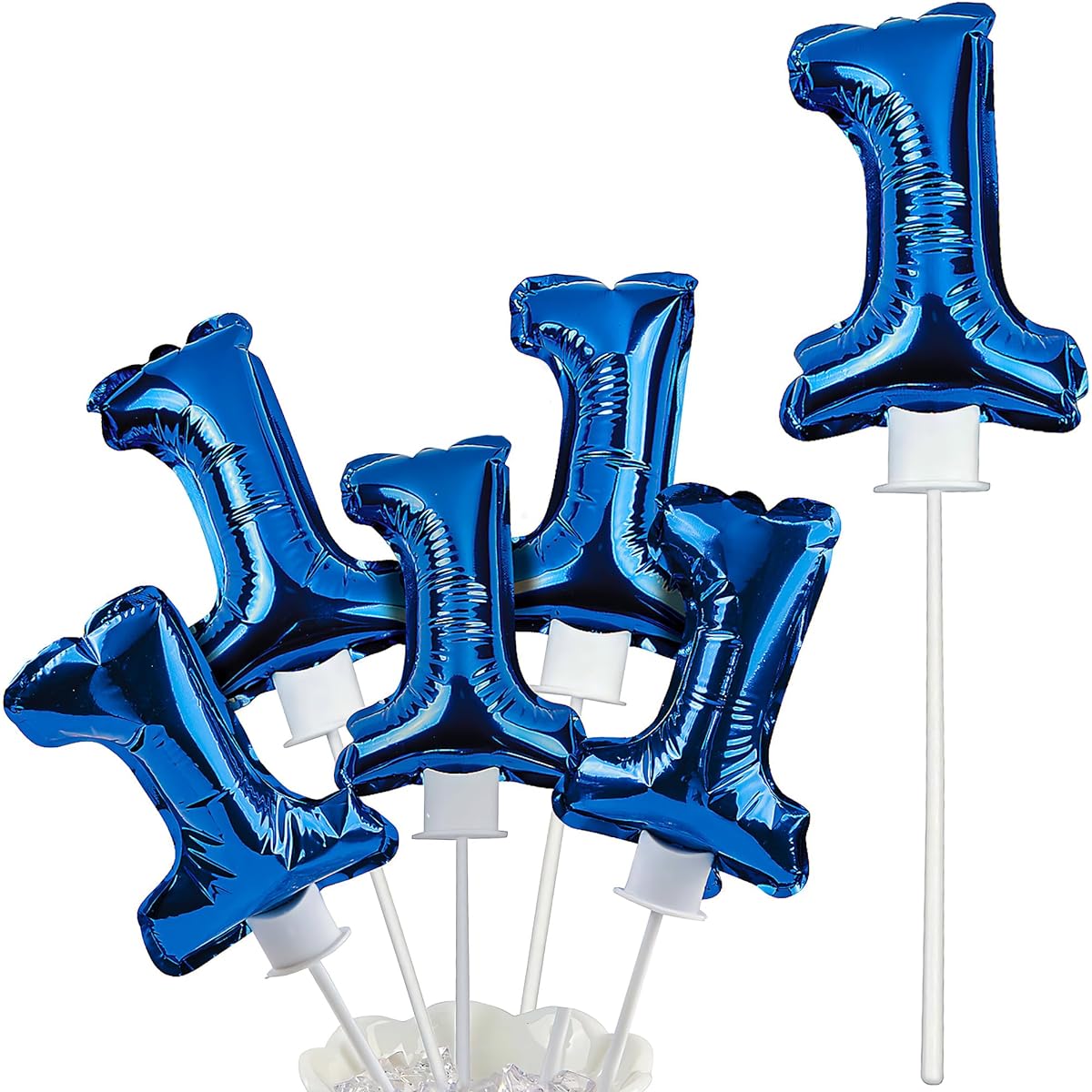 Fun Express 1st Bday Blue Self-Inflating Mylar (6 Pieces) Birthday Party Decoration Balloons Mylar Balloons Birthday 6 Pieces