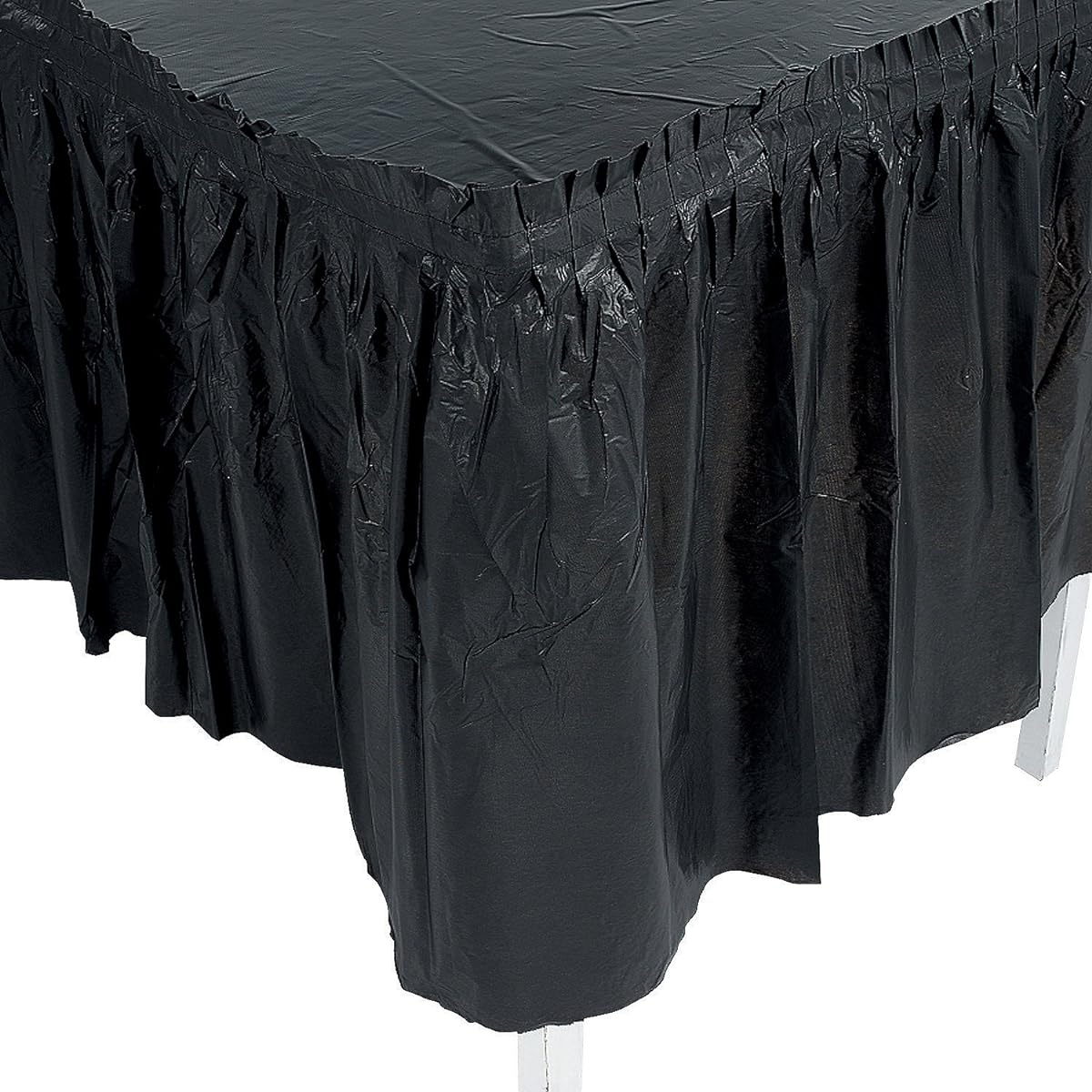 Pleated black table skirt