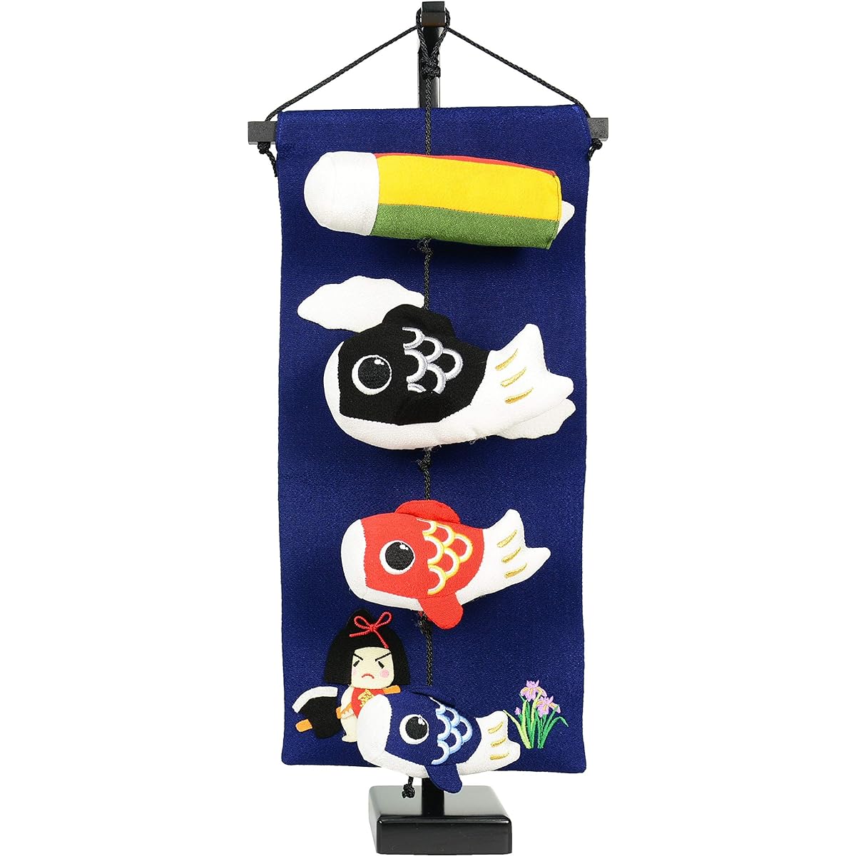 Indoor carp streamer set with stand, crepe hanging carp decoration, 47cm high, hanging decoration, blue box, Momotaro/Kintaro (Kintaro)