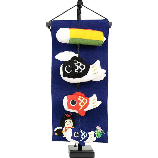 Indoor carp streamer set with stand, crepe hanging carp decoration, 47cm high, hanging decoration, blue box, Momotaro/Kintaro (Kintaro)