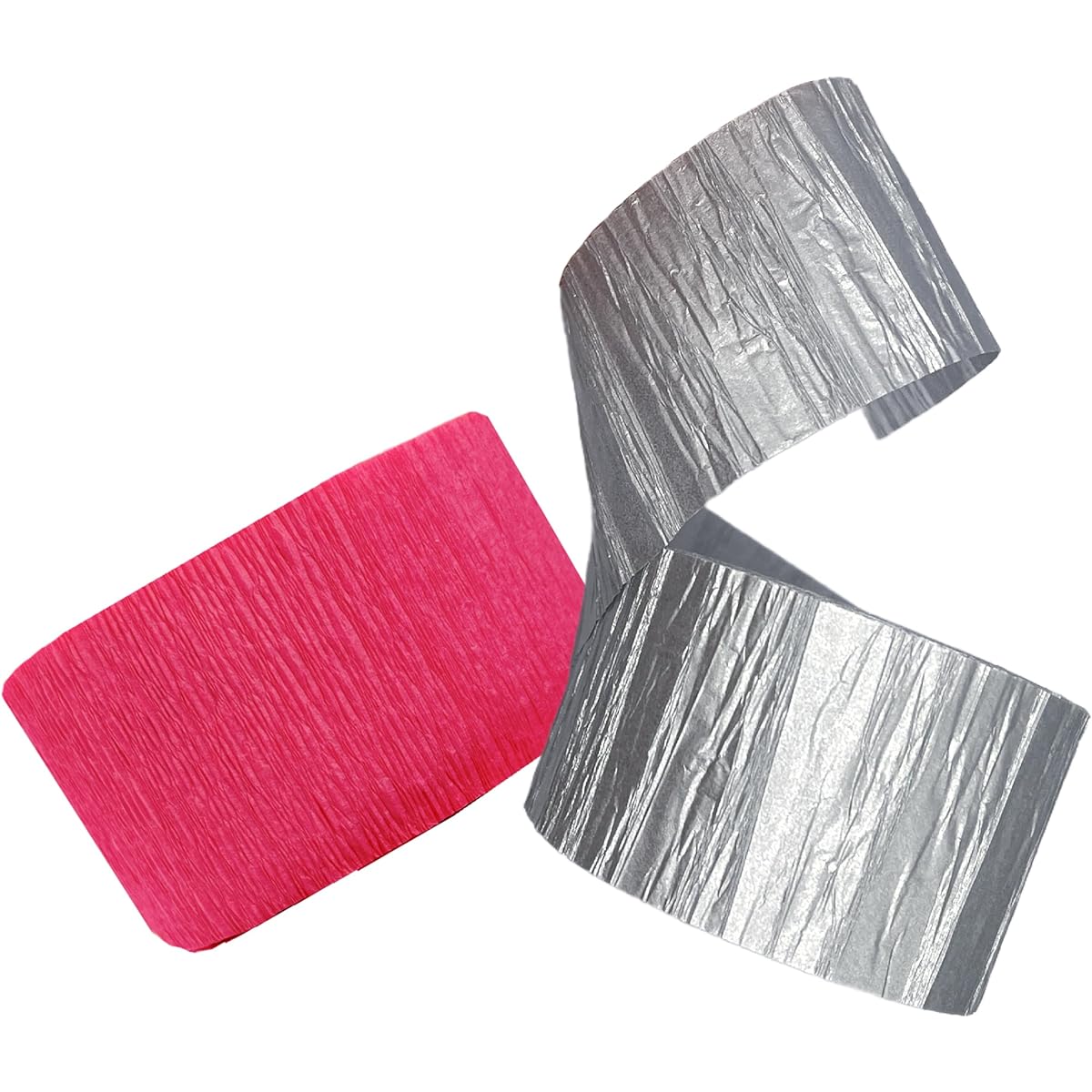 Pink crepe paper streamer (hot pink + silver metallic, 1 roll each)