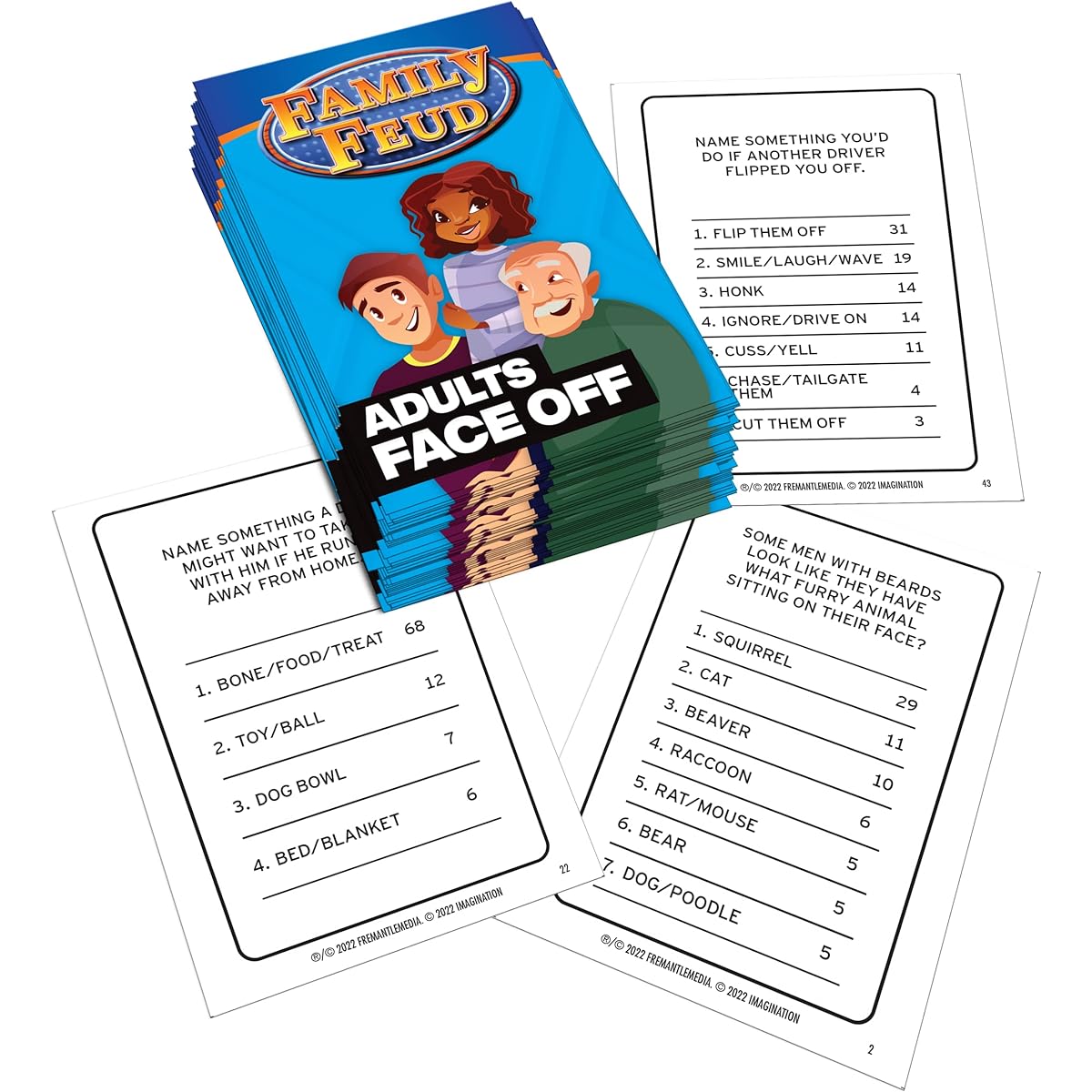 Imagination Gaming Family FEUD Kids VS Adult Edition Card Game Prepare for Family Showdown 150 Question Cards 50 Fast Money Cards Free App with Show Sound Effects