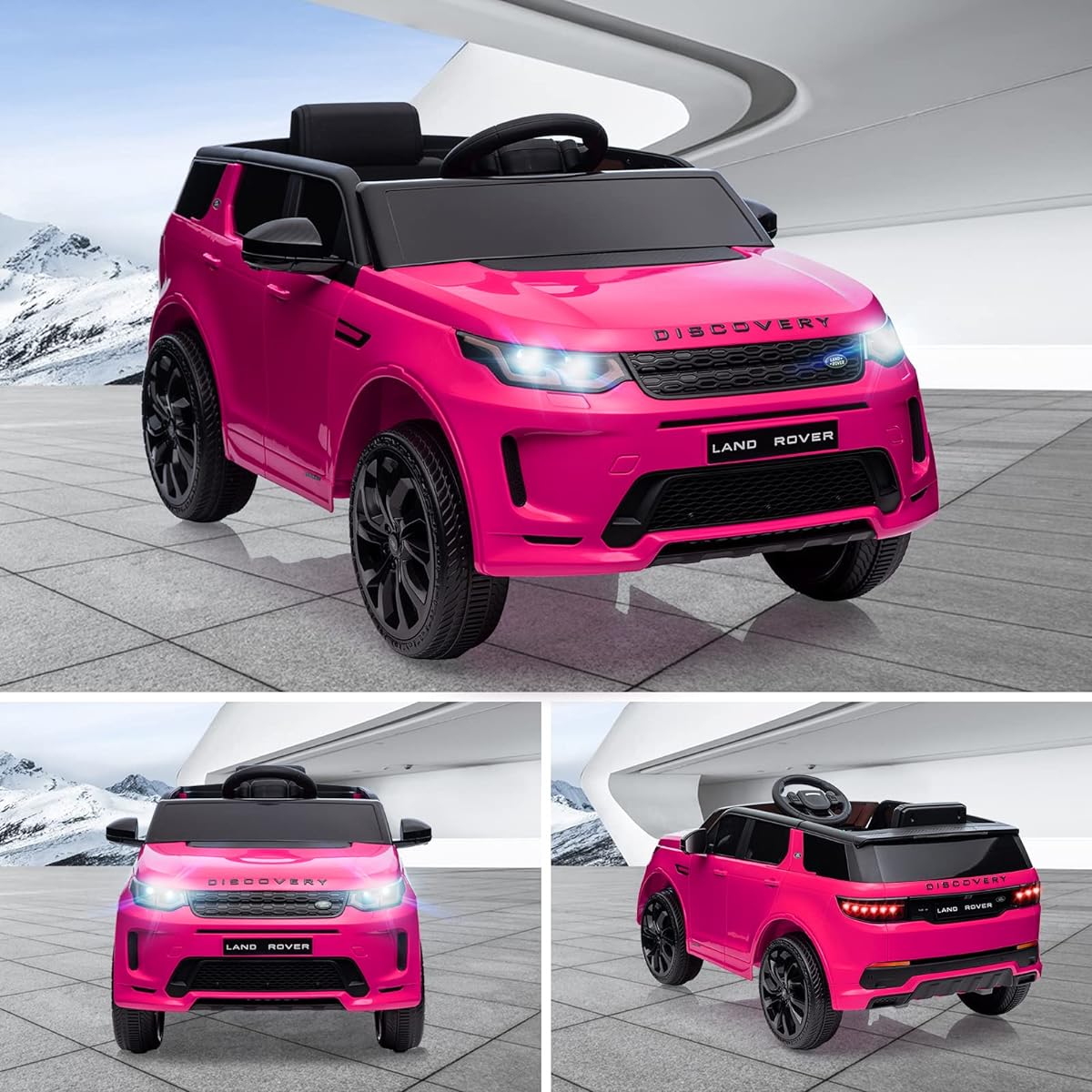 JOINATRE 12V Licensed Land Rover Ride On Car Battery Powered Vehicle with Parent Remote Control LED Lights Horn Music Electric Car for Kids Birthday Gift Pink