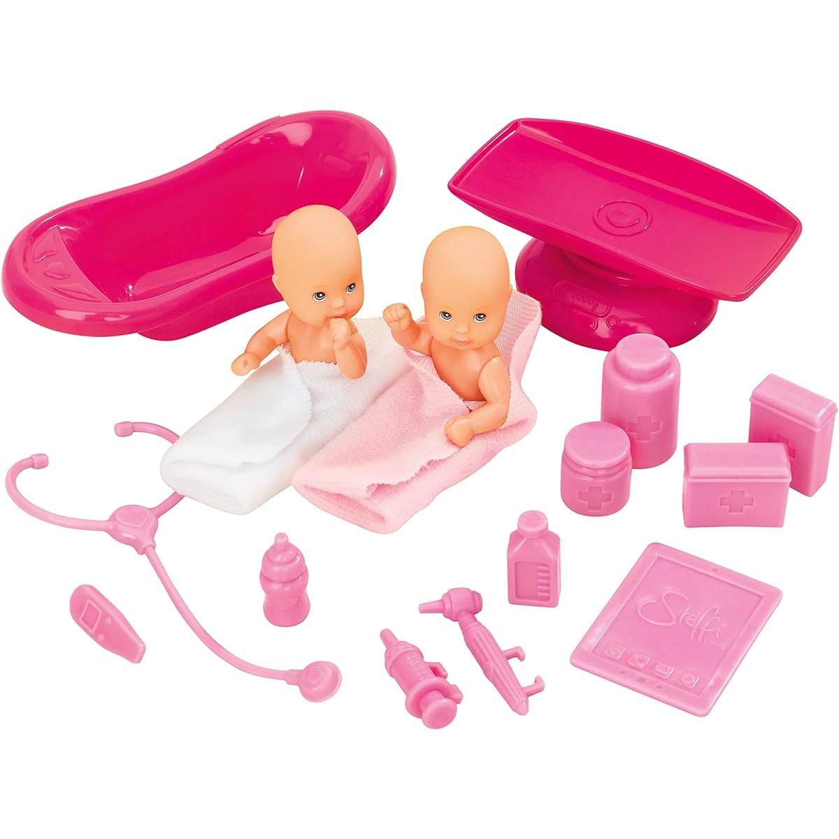 Simba Toys Steffi Love Baby Doctor Playset with Baby Scale, Baby Bath with Observation Stand, Encourages Pretend Play, Ages 3+
