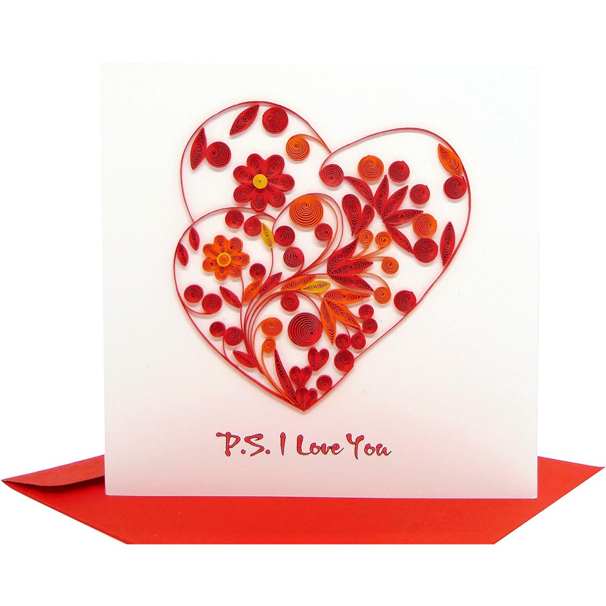 GREENHANDSHAKE Double Heart Quilted Greeting Card - Unique Exclusive Handmade/Heartmade Art Design Greeting Card for Any Occasion