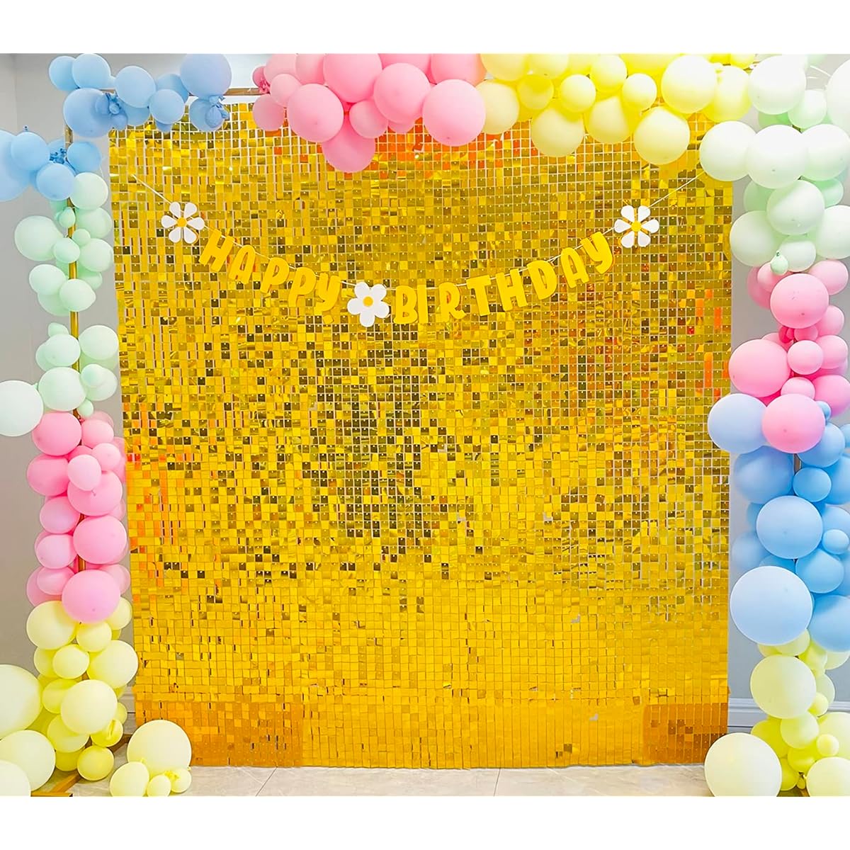 LANGXUN 24 Square Sequin Shimmer Wall Backdrop Panel (Gold)