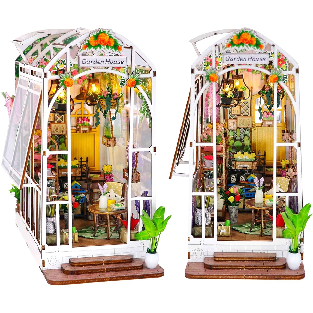 GuDoQi DIY Book Nook Kit DIY Dollhouse Wooden Bookend Book Bookshelf Insert DIY Miniature Dollhouse Kit Bookend Model for Adults Birthday/Mother's Day/Flower Shop Gift