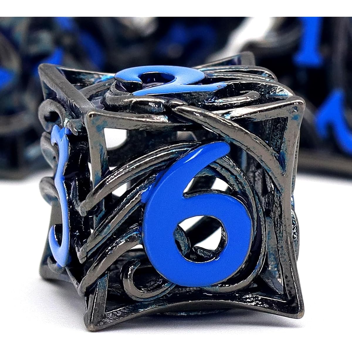 FONVGOGO Metal Dice Set D&D Polyhedral DND Dice Set for Dungeons and Dragons Hollow Metal Vine Dice Role Playing D and D RPG Dice for Tabletop Games Ttrpg (Vine Black)