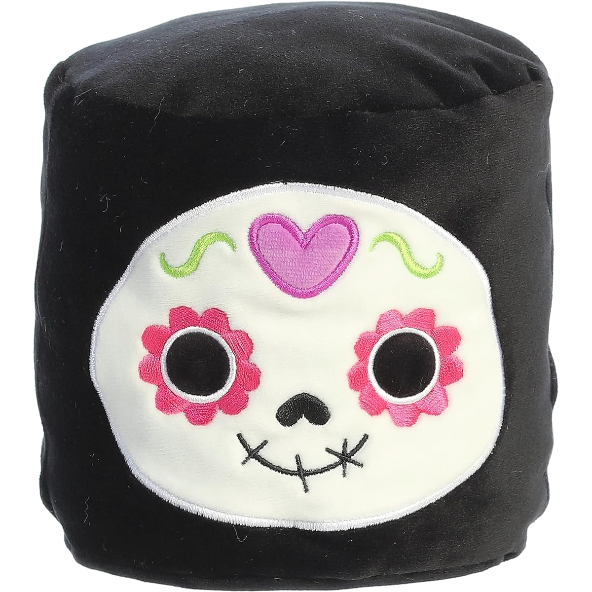 Aurora® Squeezable Mallows™ Day of the Dead Plush - Ultimate Squishy - Unique Shape - Black 6"