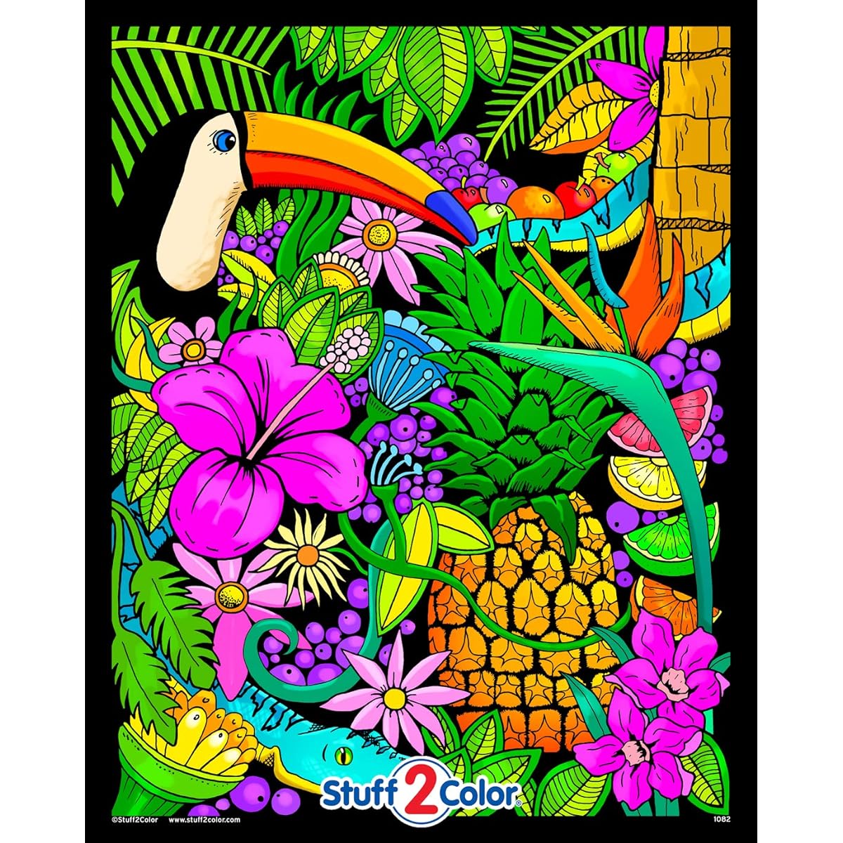 Tropical Paradise - Fuzzy Coloring Poster 16x20
