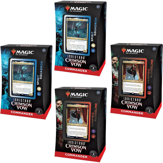 Set of 4 Magic: The Gathering Innistrad: Crimson Oath Commander Decks | 2 Vampire Bloodlines + 2 Spirit Flights