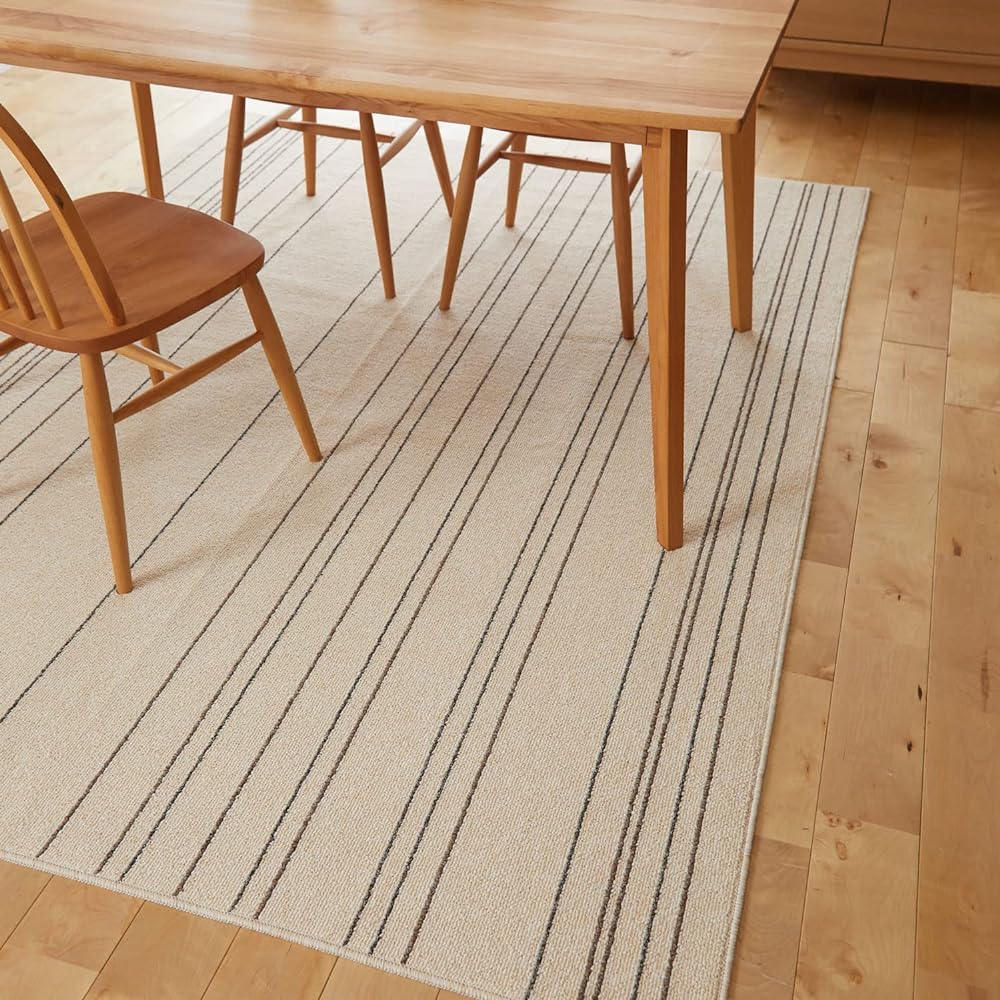 Suminoe Rug Ivory 110 x 130cm Washable Wire Line 13286544