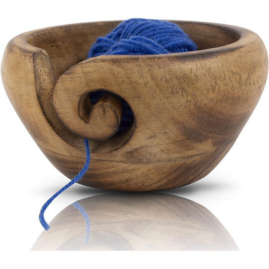 Handmade Wooden Yarn Knitting Crochet Bowl Holder for Skene Yarn Balls Decorative Storage Organizer Crochet Knitting Knitting Needle Accessory Kit Sturdy Non-Slip Gift for Mother Her