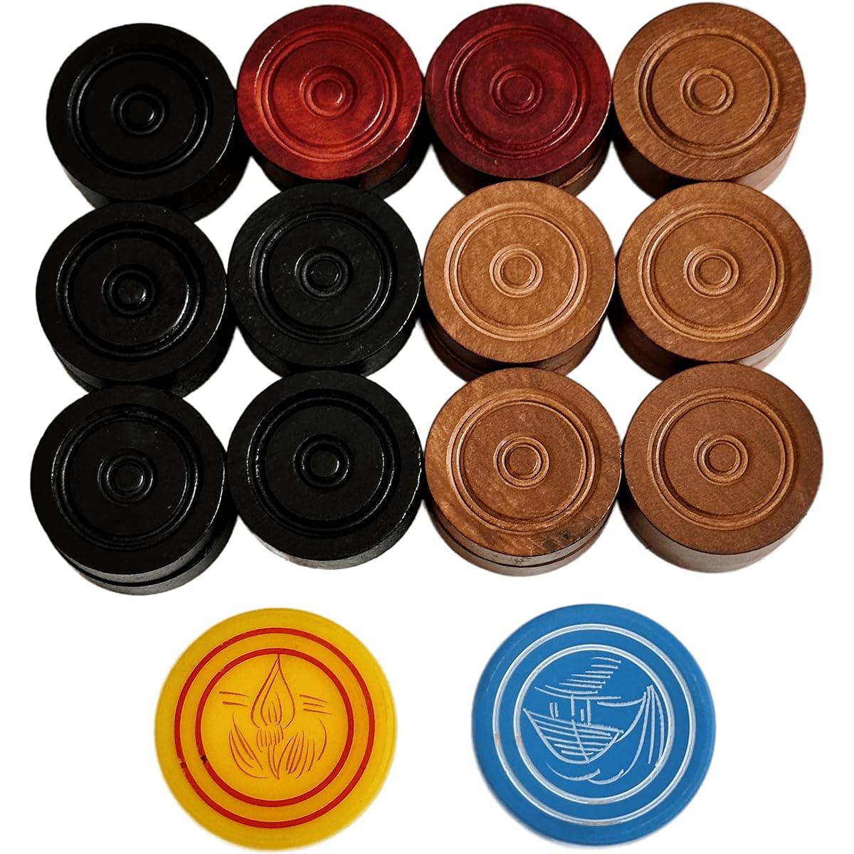 Professional Carrom Board Game International Wooden 9mm Coins Set of 24 with 1 Striker