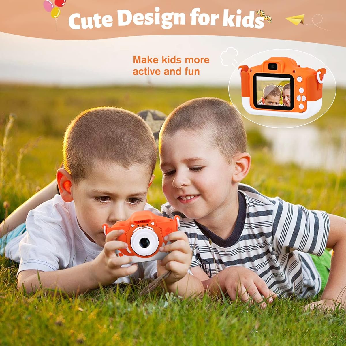 Kids Camera for Boys and Girls 1080P HD Digital Video Camera with 32GB SD Card Toddler Birthday Gift 3-12 Years Cute Kids Toy Portable Little Girls Boys Gift 3 4 5 6 7 8 9 Years