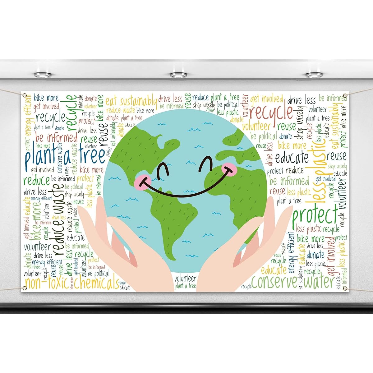 Nepnuser Happy Earth Day Photo Booth Backdrop April 22nd Travel Theme Party Decoration Classroom Indoor Outdoor Wall Decor 5.9x3.6ft