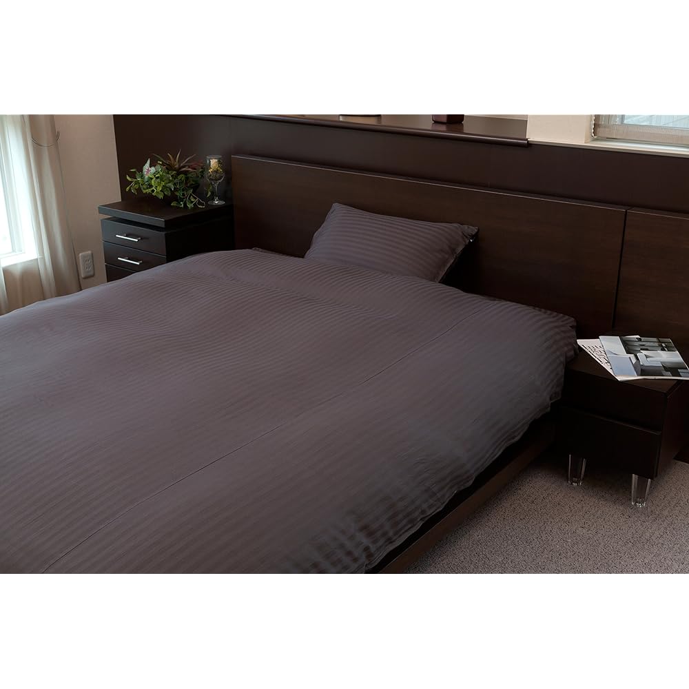 Hotel Style Satin Stripe Cover Regina Duvet Cover Queen Long Size Charcoal Gray HS24050-139
