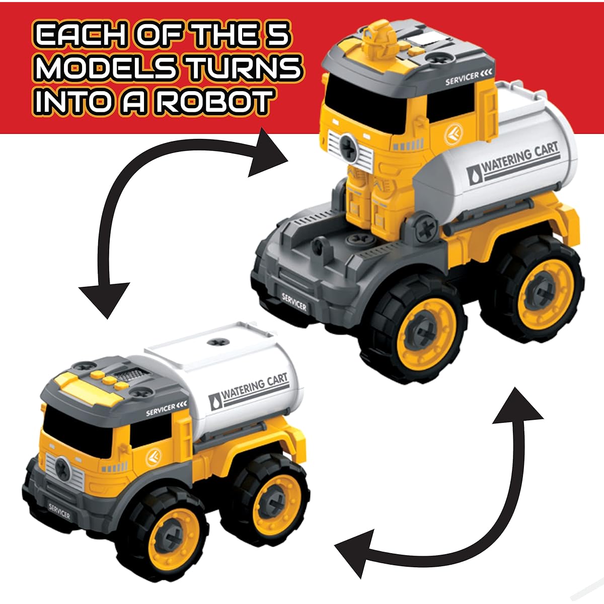 5-in-1 Take Apart Construction Toy DIY Engineering Playset with Remote Control and Power Screwdriver for Toddlers, Boys, Kids, Ages 3, 4, 5, 6 who Love Tools and Construction Machines