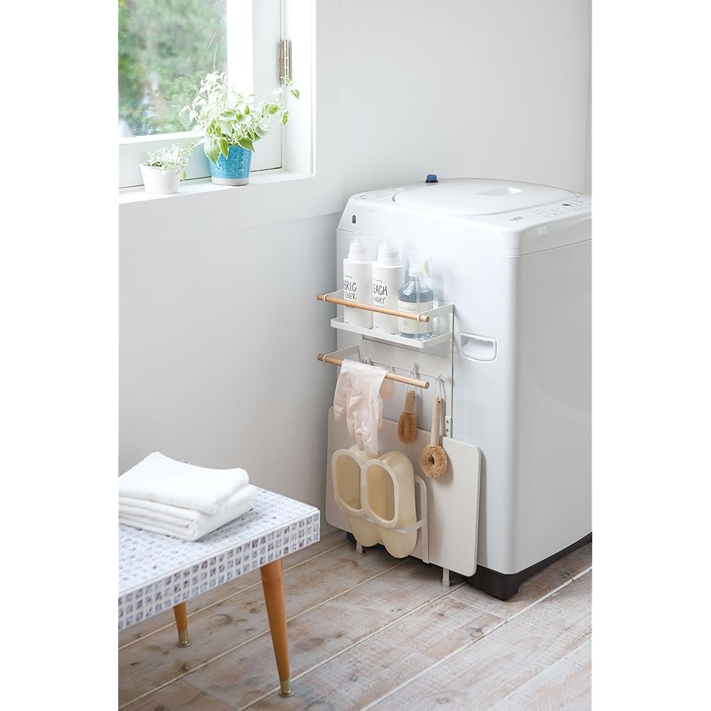 Yamazaki Jitsugyo Storage Rack Washing Machine Side Magnetic Storage Rack Tosca White 3312