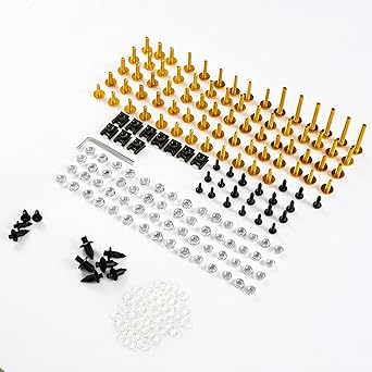 SPORT FAIRING Motorcycle Fairing Bolt Fastener Fairing Bolt Kit Nut Clip Kit Screw Compatible with Honda Yamaha Kawasaki Suzuki - Gold