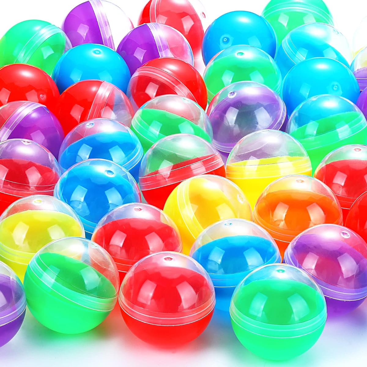 Sosation Gumball Vending Machine Capsules 150 Pieces Empty Clear Color Round Capsules Random Color Plastic Containers Toy Capsules for Prizes Party Favors (1.3 Inch)