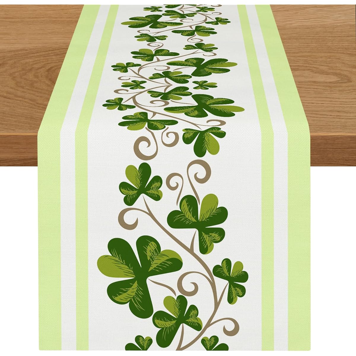 St. Patrick's Day Shamrock Table Runner 108 Inch Length Green Dining Table Decoration for Kitchen Holiday Wedding Party Indoor Outdoor Decor