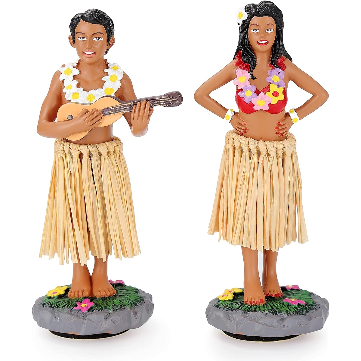BCSmyer Hula Girl Dashboard Bobblehead for Drivers, Hula Boy Dashboard Decoration, Hula Dancer Dashboard Bobble Hula Girl Couple Mini Size 4.7" Tall (Couple) with Gift Box