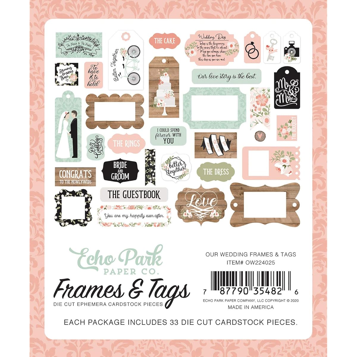 Echo Park Cardstock Ephemera 33/Pkg-Frames & Tags, Our Wedding -OW224025