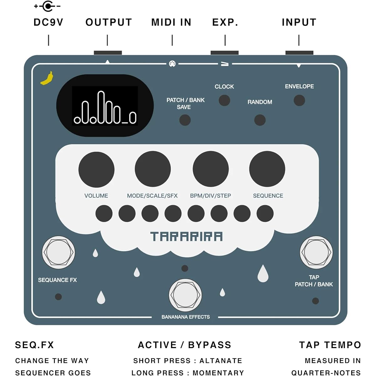 Bananana Effects - TARARIRA Pitch Shift Sequencer Arpeggiator Pedal