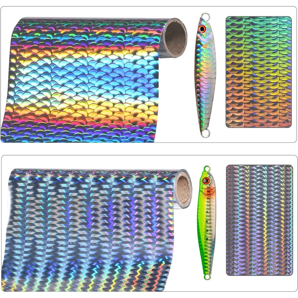 Thermal transfer hologram for lures, fish skating hologram foil, DIY homemade bright fishing lure, 8 colors in total, 8cm x length 5m