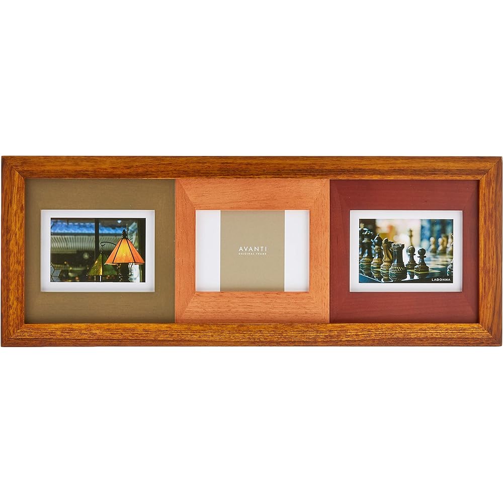 LADONNA Photo Frame CW37-60-BR Wooden Multi-sided (2L x 2, P x 2, Mini x 1) Brown 082384