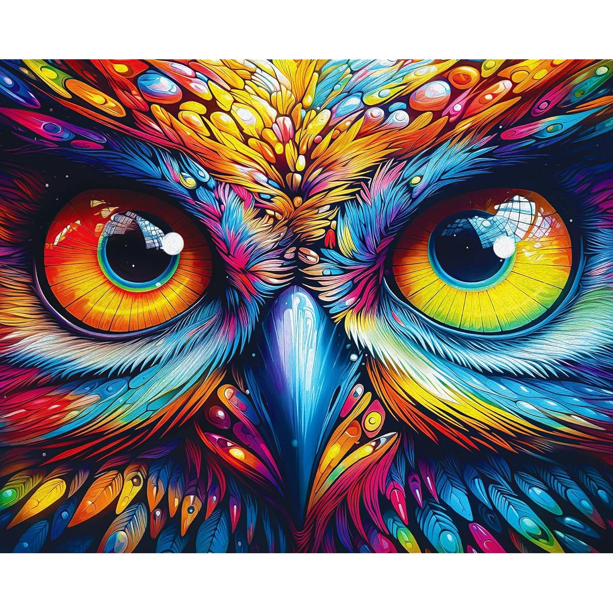Springbok Look of The Wild 1000 Piece Jigsaw Puzzle for Adults - Vivid Fantasy Owl Faces by Artist Michael Warn - Finished Size 30" x 24"