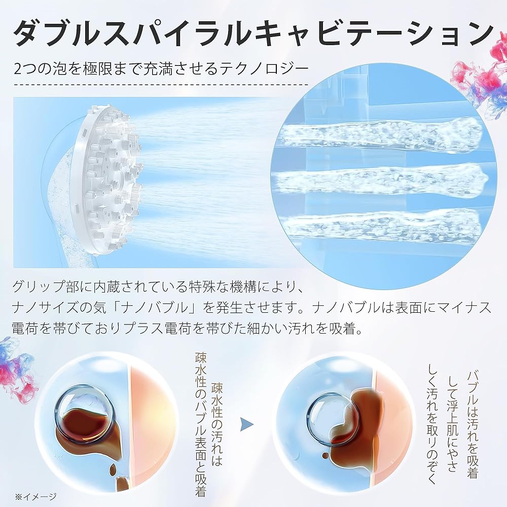 MAVENI FINE BUBBLE mini Shower Head Micro Nano Bubble Mist 0.001mm High Water Pressure Nano Bubble Ultra Fine Bubble Fine Bubble One 6 Stage Mode Adapter Included Negative Charge Nano Bubble Beautiful Skin Moisturizing Water Saving Light Blue (PURE mini