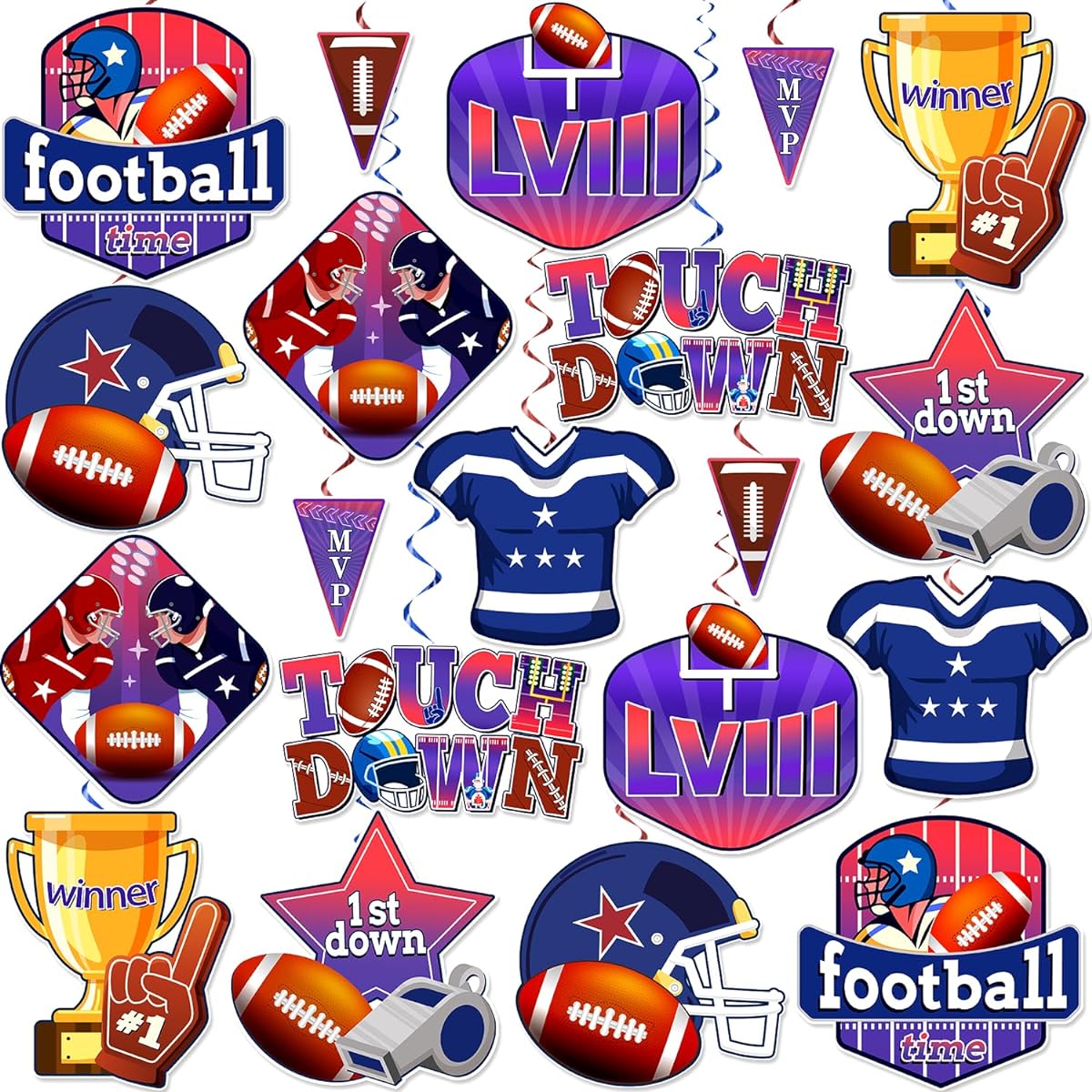 Super Football Party Decorations 2023 40 Pieces Super Football LVII Party Supplies No DIY Needed Football Hanging Swirls Super Football Decorations for Party American Football Swirls for Football Game Day