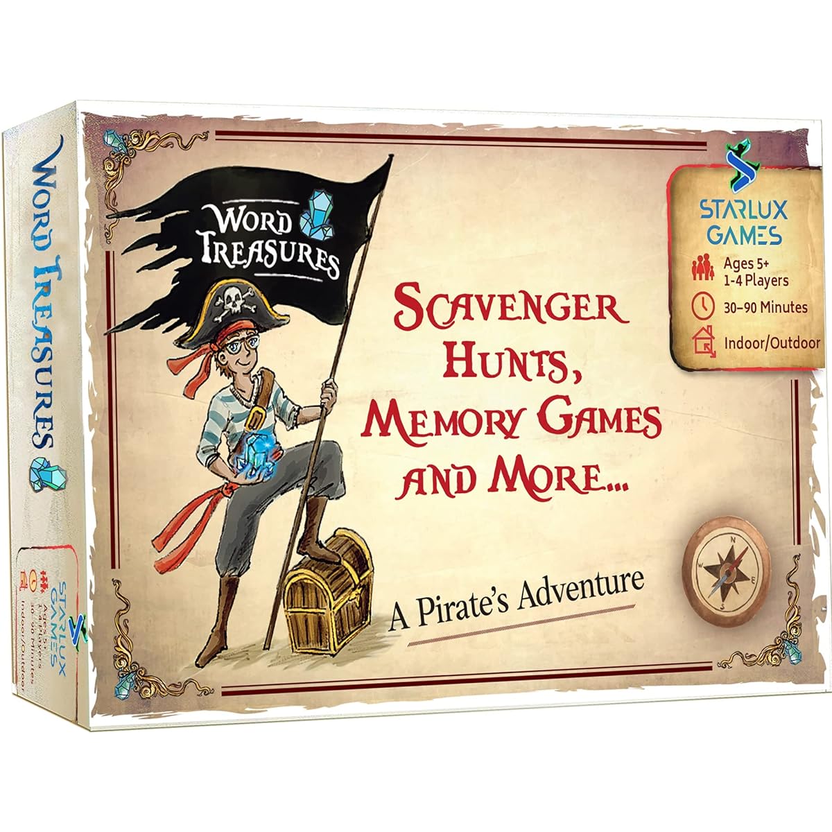 Word Treasures - Pirate Toys and Scavenger Hunt Game for Kids | Ages 4-8+ 1-4 Players | Sight Word Game, Treasure Hunt, Memory Game, Puzzle for 4-8 Year Olds | Replayable Adventure