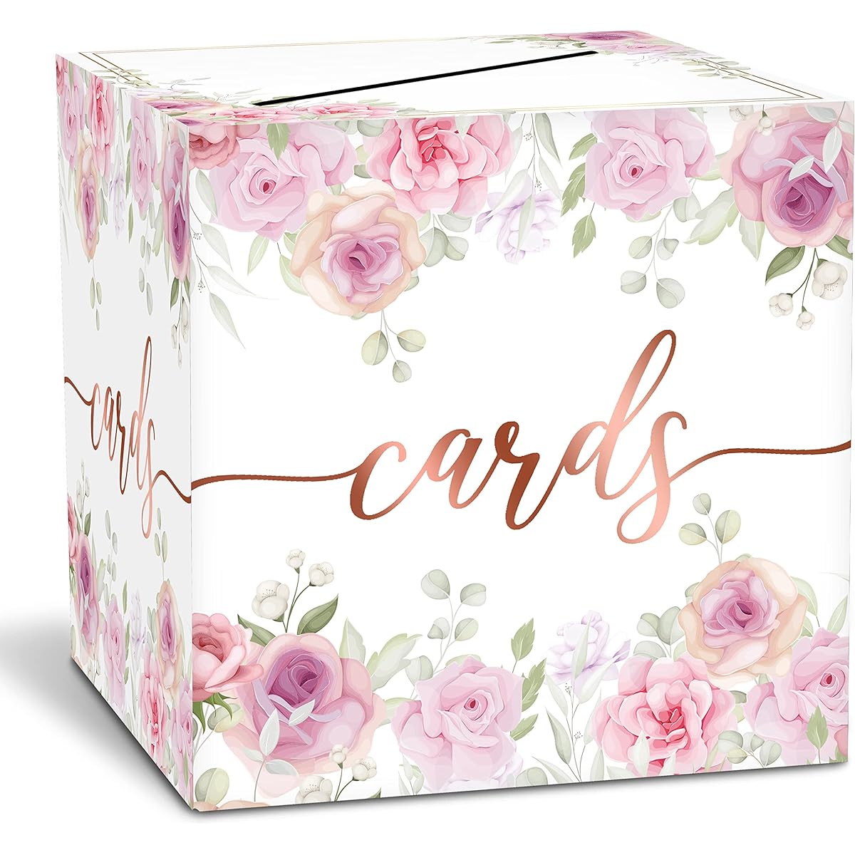 Floral Card Box Baby Shower Reception Box Wedding Bridal Shower Engagement Birthday Party Game Supplies Decoration Set of 1 (BOX-19)