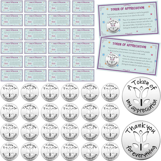 Appreciation Tokens and Cards Set of 96 Inspirational Thank You Tokens Teacher Gift Cards Employee Appreciation Gifts for Volunteers Coworkers Staff Team Nurses Teachers (Fresh Style)