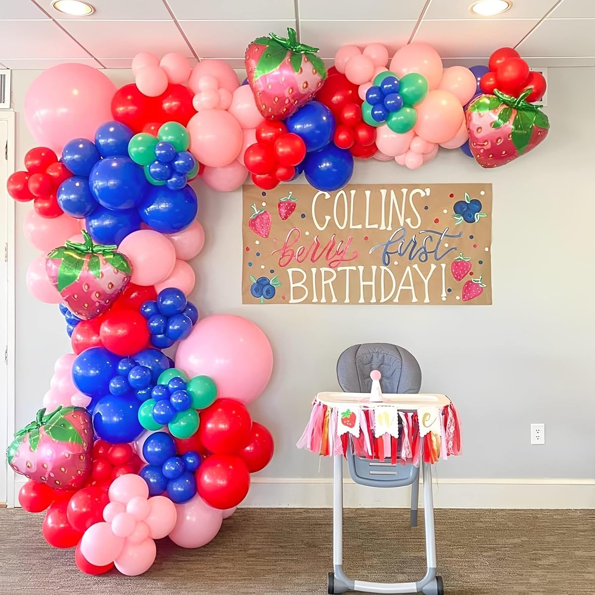 Strawberry Party Decorations 156 Pieces Strawberry Balloon Garland Arch Kit for Girls Berry First Birthday Sweet Strawberry Baby Shower Party Decorations