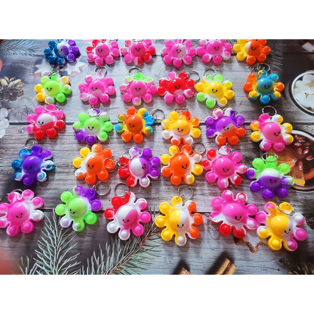 Octopus 24 Pack Funny Small Summer Gifts Unique Mini Items Assortment Fidget Toys Gifts for Kids/Student Teacher Gifts for Classroom Birthday Party Bubble Favors Supplies