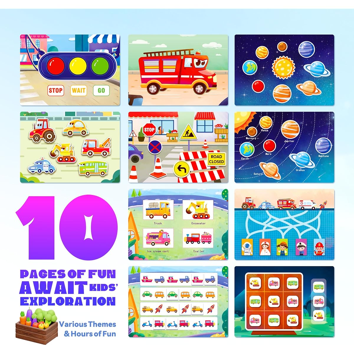 BELLOCHIDDO Traffic Themed Busy Book for Toddlers