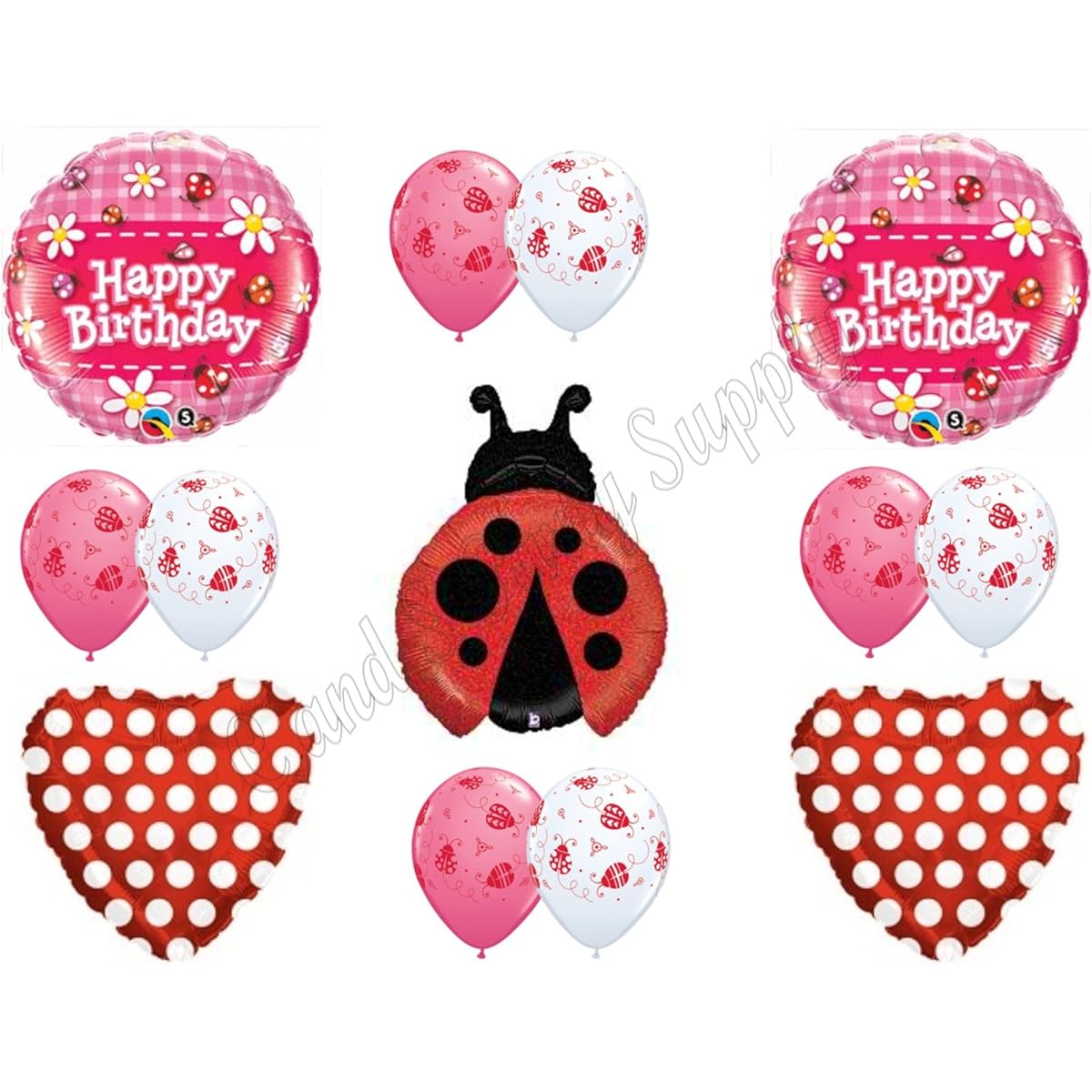 Ladybug Red Polka Dot Happy Birthday Balloons Decoration Supplies 1st 2nd 3rd