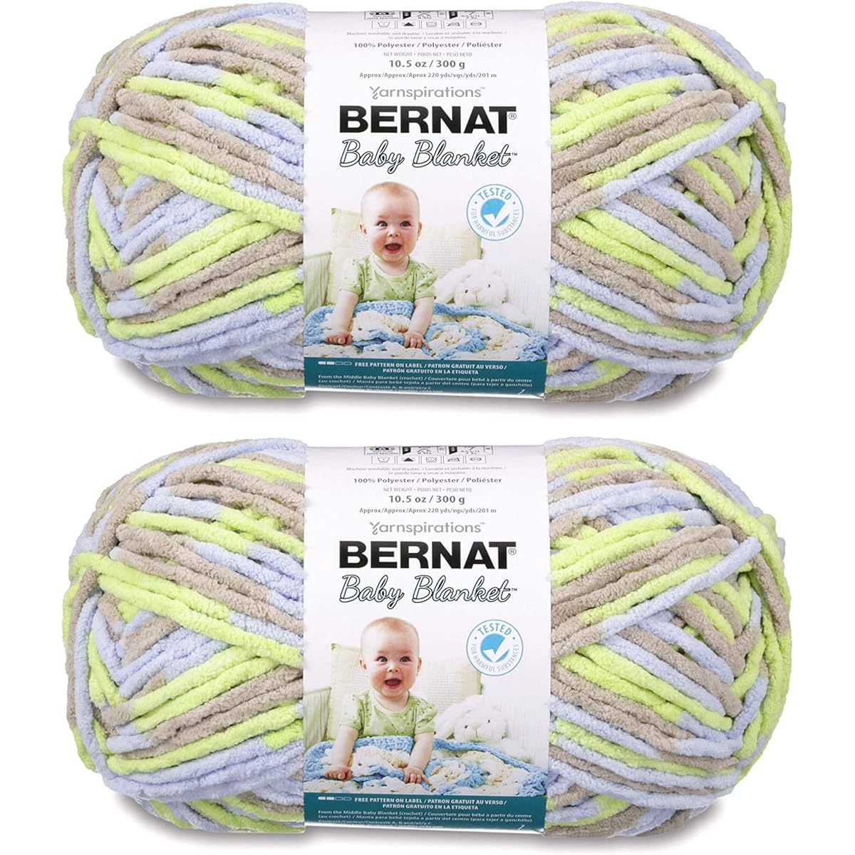 Bernat Baby Blanket Big Ball yarn (2 pack) Little Boy Dove 161104-4117