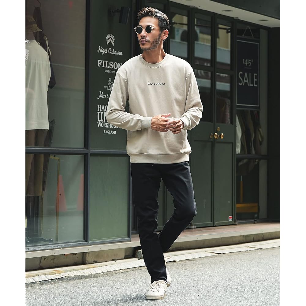 [JIGGYS SHOP] Ziggy's Shop Fleece Print Sweatshirt | Men's Tops, Long Sleeves, Sweatshirts, Loose, Oversized, Logo, Autumn Clothes, Winter Clothes, Spring Clothes, Pullover, Logo Print, Autumn/Winter, Black, White, Navy