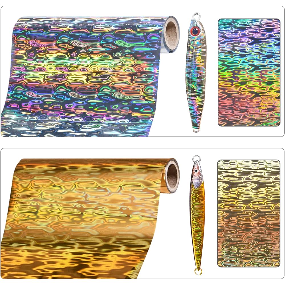 Thermal transfer hologram for lures, fish skating hologram foil, DIY homemade bright fishing lure, 8 colors in total, 8cm x length 5m