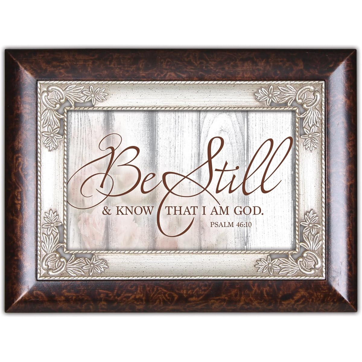 Be Still Know That I Am God Burlwood Italian Style Music Box Plays Amazing Grace