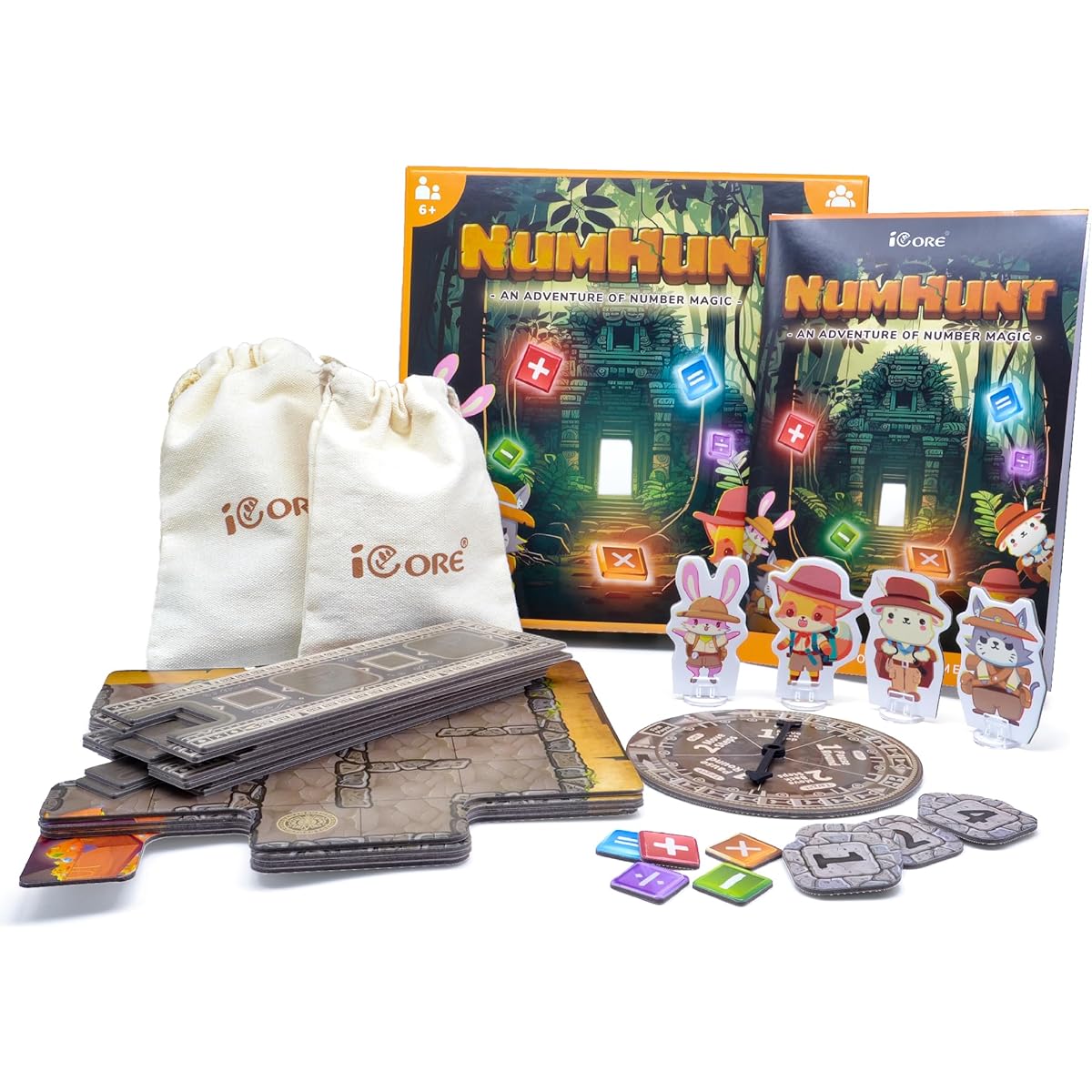 iCore Strategic Family Treasure Num Hunt Game for Ages 6-15 Play Interactive Math Games for Boys Girls Kids Families Adults 2-4 Players Board Game