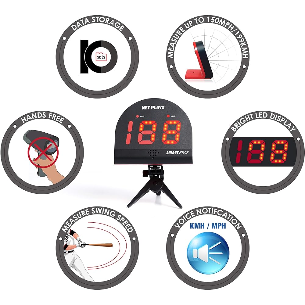 (Net Playz) NET PLAYZ Speed Measuring Instrument Radar Smart Baseball Trainer Combo 1 Set