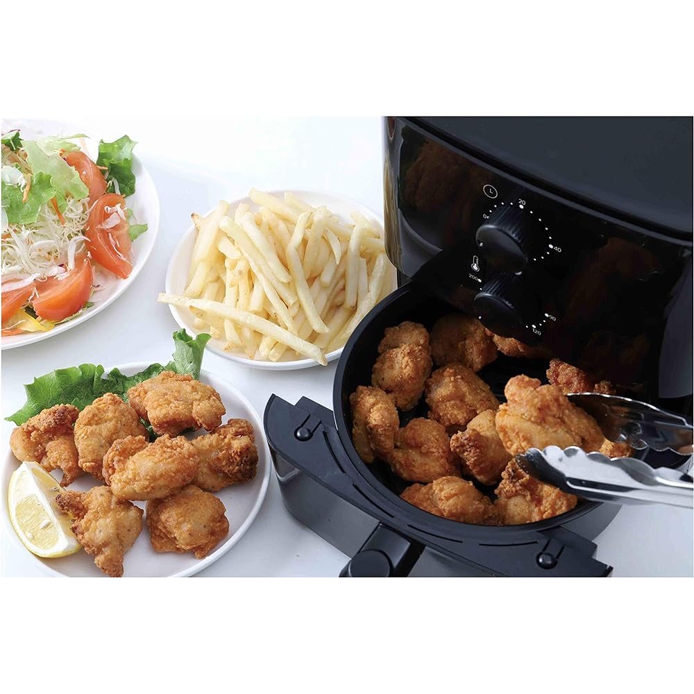 Refry Master Black KDFY-08AB Airfryer Deep-fried food pot Easy to prepare and clean, easy to use for deep-fried side dishes No oil required Delicious and frozen foods can be freshly fried and crispy LITHON