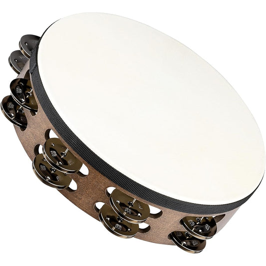 MEINL Percussion Traditional Goat-Skin Wood Tambourine Stainless Steel Jingles 2rows TAH2WB [Domestic regular product]
