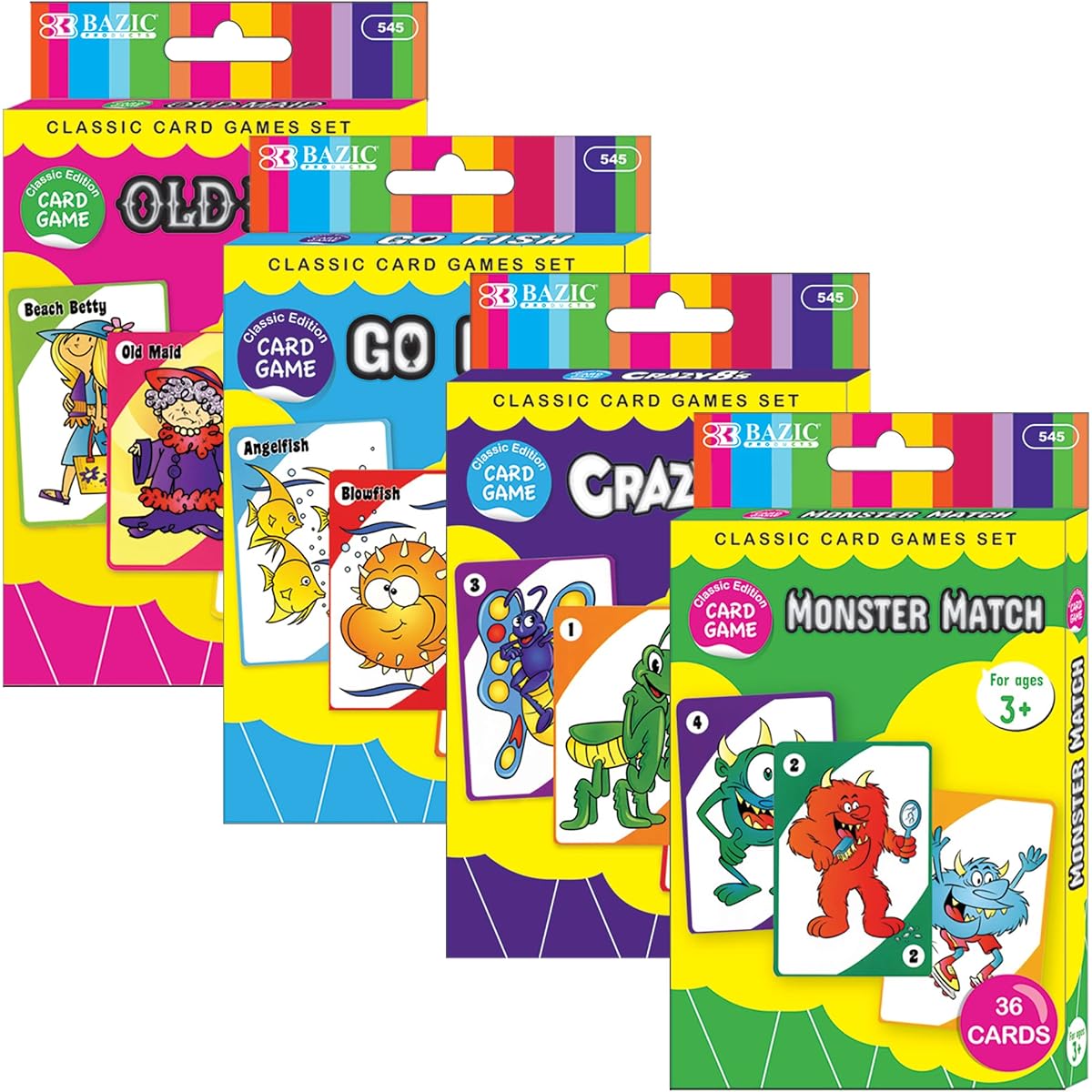 BAZIC Assorted Card Game Set of 4